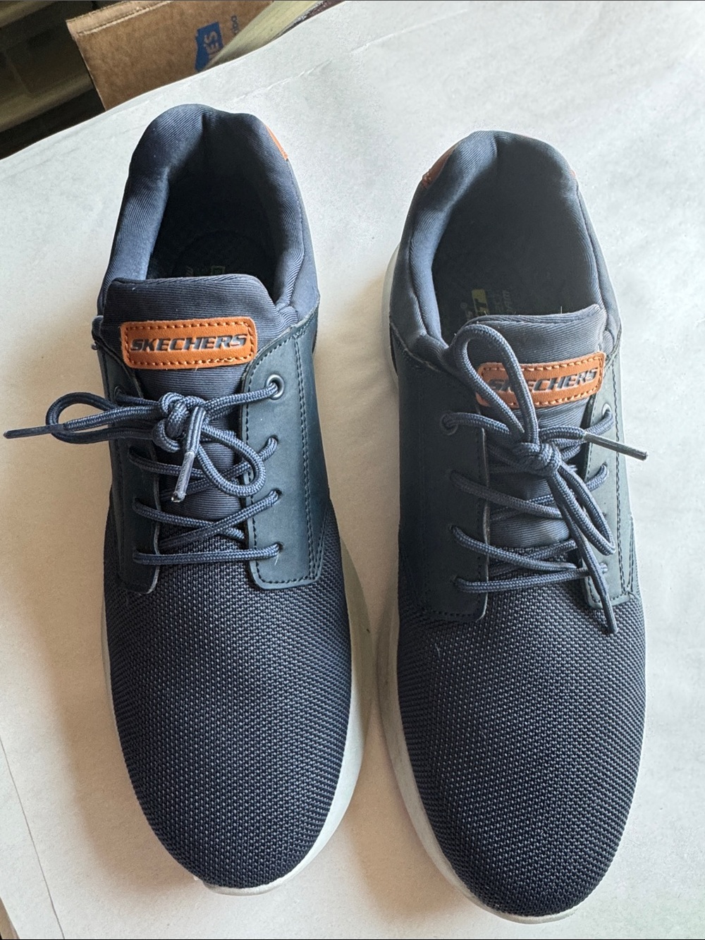 Skechers Delson 58876 Navy Blue Casual Sneakers Shoes Low Top Lace up Mens 11